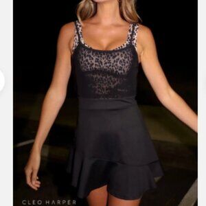 CLEO HARPER Australia Active Wear Leopard Harmony Exercise Flare Dress
